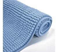Velosso Shaggy Noodle Chenille Touch High Density Bath Mat Pedestal Mat Anti Slip Super Absorbent (50 x 80 cms, Blue)