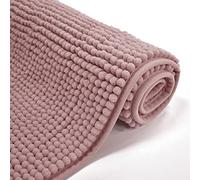 Velosso Shaggy Noodle Chenille Touch High Density Bath Mat Pedestal Mat Anti Slip Super Absorbent (50 x 80 cms, Blush)