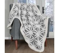 Velosso Sherpa Backed Thermal Soft Throw, Luxury Jacquard Blanket, E in Grey | Size: 125 cm x 150 cm Velosso Grey 125 cm x 150 cm