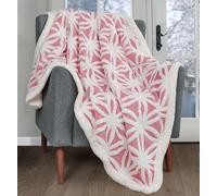 Velosso Sherpa Backed Thermal Soft Throw, Luxury Jacquard Blanket, E in Pink | Size: 125 cm x 150 cm Velosso Pink 125 cm x 150 cm