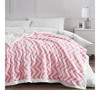 Velosso Sherpa Fleece Throw Blanket Chunky Cosy Premium Thermal Fleece Reversible Chevron Pattern for Bed and Couch Double/Twin Size (Blush Pink, 100cms x 150cms)
