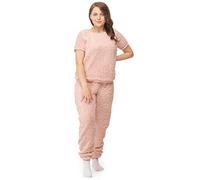Velosso Sherpa Lounge Womens 2pc Pyjama Set Fluffy Furry Pyjamas Comfort Fit Soft & Warm (Blush Pink, Medium)