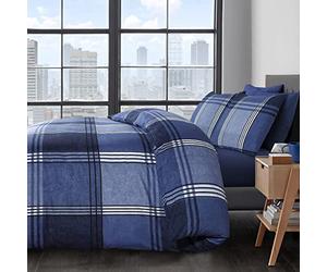 Velosso Single Bed Duvet/Quilt Cover Bedding Set Checkered Blue Bedding Hamilton Check