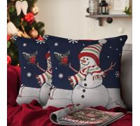Velosso Snowman Snowflakes Filled Christmas Cushion | Size: 43 cm x 43 cm Velosso Multicolor 43 cm x 43 cm