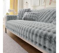 Velosso Sofa Furniture Protector Throw - Plush Faux Fur Textured Cover for Sofas & Couches - Soft Seat, Back & Arm Protection (Silver, Two Seater)