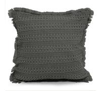Velosso Soft Waffle Fringe Edge Cushion - 45cm x 45cm - Charcoal