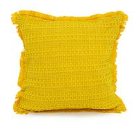 Velosso Soft Waffle Fringe Edge Cushion - 45cm x 45cm - Ochre