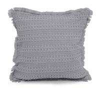 Velosso Soft Waffle Fringe Edge Cushion - 45cm x 45cm - Silver