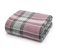 Velosso Soft Weave Cotton Throw Blanket - Ideal For Sofa, Bed, Armchair - 70Cm X 100Cm - Blush And Grey