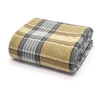 Velosso Soft Weave Cotton Throw Blanket - Ideal For Sofa, Bed, Armchair - 90Cm X 100Cm - Grey And Ochre