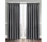 Velosso Solid Thermal Blockout Window Treatment Triple Weaved Curtain Panels Dimout Pencil Pleated Curtain Pair (Charcoal Grey, 46" Wide x 54" Drop)