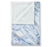 Velosso Sophisticated Velvet Throw Blanket With Sherpa Backed Warm Lining, Metallic Marble Design, 100Cmx150Cm - Blue