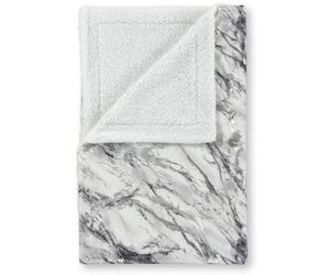 Velosso Sophisticated Velvet Throw Blanket With Sherpa Backed Warm Lining, Metallic Marble Design, 100Cmx150Cm - Grey