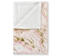 Velosso Sophisticated Velvet Throw Blanket With Sherpa Backed Warm Lining, Metallic Marble Design, 150Cm X 200Cm Throw - Pink