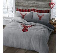 Velosso Stag Head Teddy Fluffy And Warm Fleece Duvet Cover Set - Silver - King, Silver