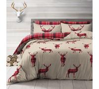 Velosso Stag Reversible Cotton Rich Printed Duvet Cover & Pillowcase in Natural | Size: Single Velosso Natural Single