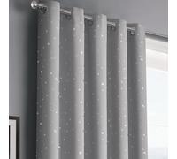 Velosso Stars Thermal Blackout Ready Made Eyelet Curtains in Grey | Size: 117 cm width x 137 cm drop Velosso Grey 117 cm width x 137 cm drop