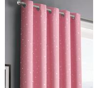 Velosso Stars Thermal Blackout Ready Made Eyelet Curtains in Pink | Size: 117 cm width x 137 cm drop Velosso Pink 117 cm width x 137 cm drop