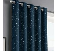 Velosso Stars Thermal Blackout Ready Made Eyelet Curtains - Navy