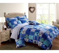 Velosso Stitch Trail Patchwork Cotton Rich Printed Duvet Cover & P in Blue | Size: Double Velosso Blue Double