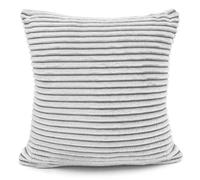 Velosso Striped Design Corduroy Cushion, Zip Closure, Plush Texture in Grey | Size: 43 cm x 43 cm Velosso Grey 43 cm x 43 cm