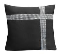 Velosso Stunning Design Embellished Cushion, Zip Closure, Machine Washable - Luxurious Style Accent For Modern Home Decor - Black