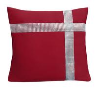 Velosso Stunning Design Embellished Cushion, Zip Closure, Machine Washable - Luxurious Style Accent For Modern Home Decor - Red