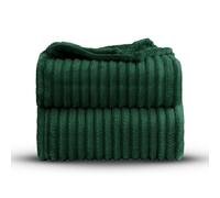Velosso Super Chunky Ribbed 3cm Cord Faux Fur Velvet Touch Sofa Bed Throwover Soft Thermal Touch Snuggle Comfort Blanket (Emerald, 200x240cms)