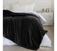 Velosso Super Soft Chunky Cord Blanket Throw in Black | Size: 150 cm x 200 cm Velosso Black 150 cm x 200 cm