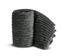 Velosso Super Soft Chunky Cord Blanket Throw in Charcoal | Size: 200 cm x 240 cm Velosso Charcoal 200 cm x 240 cm