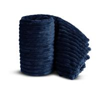 Velosso Super Soft Chunky Cord Blanket Throw in Navy | Size: 200 cm x 240 cm Velosso Navy 200 cm x 240 cm