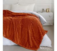 Velosso Super Soft Chunky Cord Blanket Throw in Orange | Size: 200 cm x 240 cm Velosso Orange 200 cm x 240 cm
