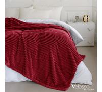 Velosso Super Soft Chunky Cord Blanket Throw in Red | Size: 200 cm x 240 cm Velosso Red 200 cm x 240 cm