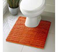 Velosso Super Soft Microfibre Bath Mat, Non-Slip, Modern High Density Striped Design, Machine Washable, Bathroom Shaggy Floor Rug (Orange, 50 x 50 cm (Pedestal))