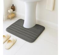 Velosso Super Soft Microfibre Bath Mat, Non-Slip, Modern High Density Striped Design, Machine Washable, Bathroom Shaggy Floor Rug (Charcoal, 50 x 50 cm (Pedestal))