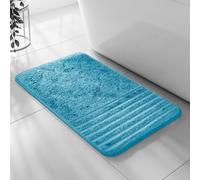 Velosso Super Soft Microfibre Bath Mat, Non-Slip, Modern High Density Striped Design, Machine Washable, Bathroom Shaggy Floor Rug (Jade, 50 x 80 cm (Bath Mat))
