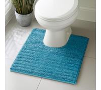 Velosso Super Soft Microfibre Bath Mat, Non-Slip, Modern High Density Striped Design, Machine Washable, Bathroom Shaggy Floor Rug (Jade, 50 x 50 cm (Pedestal))