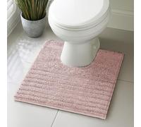 Velosso Super Soft Microfibre Bath Mat, Non-Slip, Modern High Density Striped Design, Machine Washable, Bathroom Shaggy Floor Rug (Pink Blush, 50 x 50 cm (Pedestal))