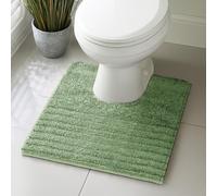 Velosso Super Soft Microfibre Bath Mat, Non-Slip, Modern High Density Striped Design, Machine Washable, Bathroom Shaggy Floor Rug (Sage, 50 x 50 cm (Pedestal))