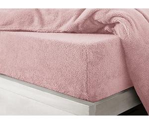 Velosso Super Soft Teddy Bear Plain Thermal Warm Fitted Sheet Fleece Plush Fluffy Extra Deep Sheet Blush Pink - King Size