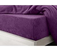 Velosso Super Soft Teddy Bear Plain Thermal Warm Fitted Sheet Fleece Plush Fluffy Extra Deep Sheet Purple - Double Bed