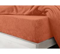 Velosso Super Soft Teddy Bear Plain Thermal Warm Fitted Sheet Fleece Plush Fluffy Extra Deep Sheet Rust Orange - Single Bed