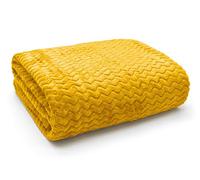 Velosso Super Soft Throw Blanket Flannel Sofa Throw Teddy Soft Plain Blanket 127x152cm 3D Chevron Pattern all seasons blanket (Ochre)