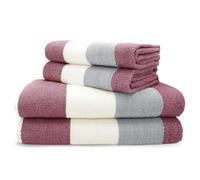 Velosso Superior Striped Ombre Towel Bale Set 100% Cotton (Raspberry)