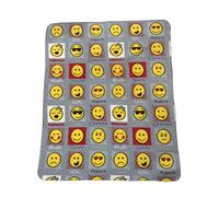 Velosso Tartan Check Polar Fleece, Throw Blanket, Suitable for Chair or Bed, Machine Washable, 127cm x 152cm (Grey Emoji Faces)