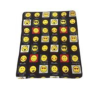 Velosso Tartan Check Polar Fleece, Throw Blanket, Suitable for Chair or Bed, Machine Washable, 127cm x 152cm (Black/Grey Emoji Faces)