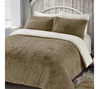 Velosso Taupe Alaska Faux Fur Duvet Cover And Pillowcase Set Super King