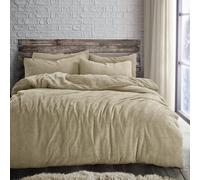 Velosso Taupe Plain Teddy Fleece Duvet Cover And Pillowcase Set Single