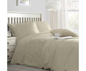 Velosso Taupe Quilted Floral Duvet Cover And Pillowcase Set Single