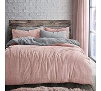 Velosso Teddy Bear Super Plush Warm Fuzzy Cuddly Fleece Thermal Bedding Set (Blush/Silver Reversible, Double Bed)